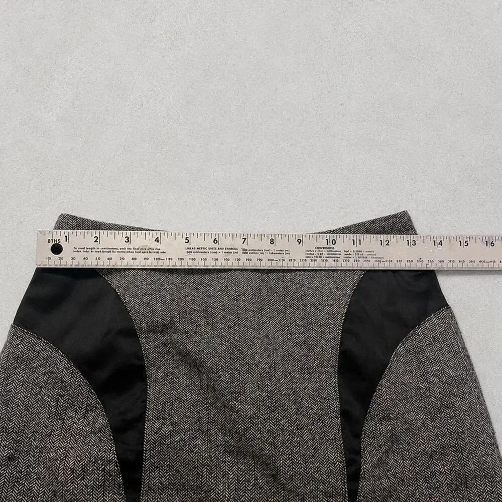 Better B Wool Blend Herringbone Mini Skirt Gray Black Size S